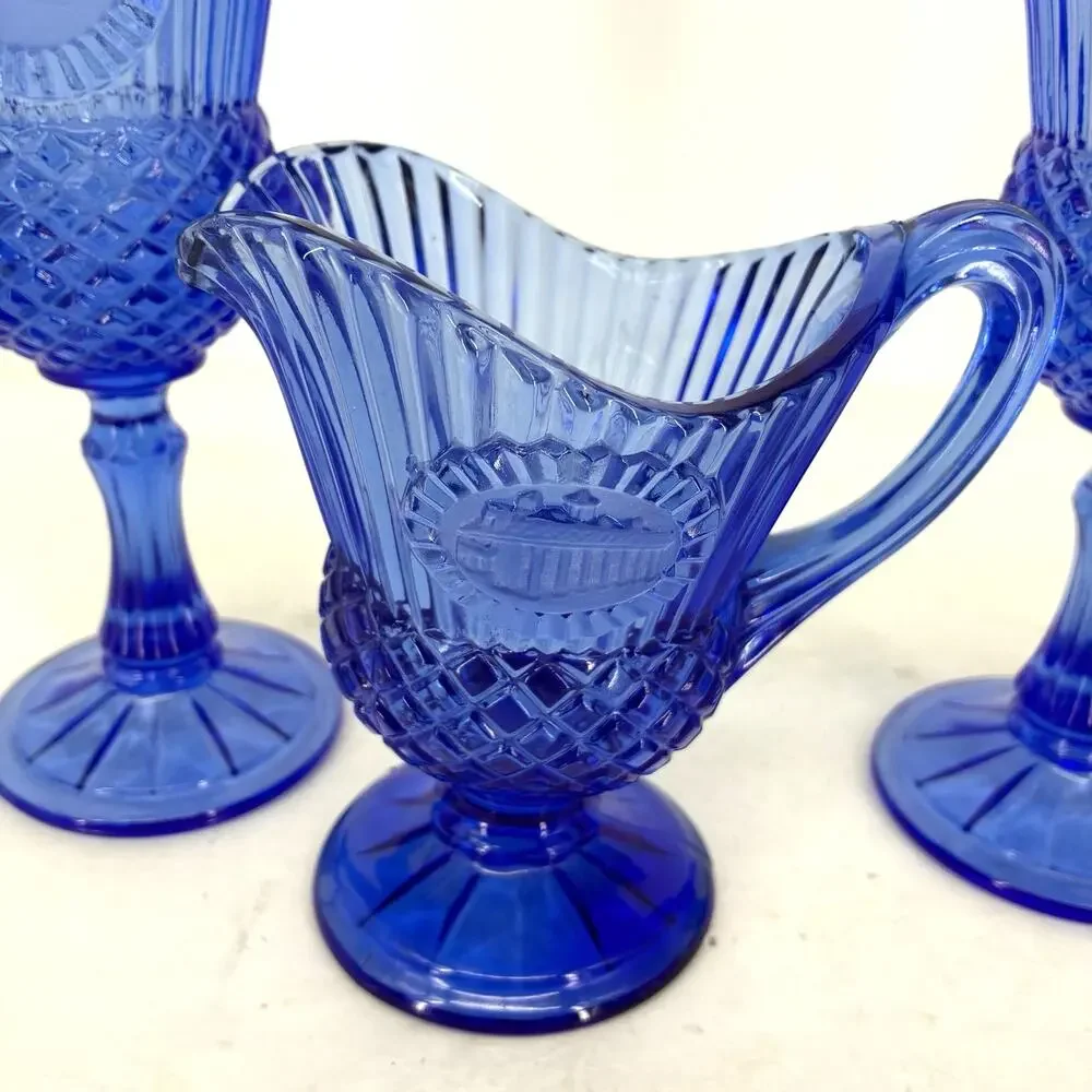 Vintage Fostoria Avon Washington Cobalt Blue Glass Set